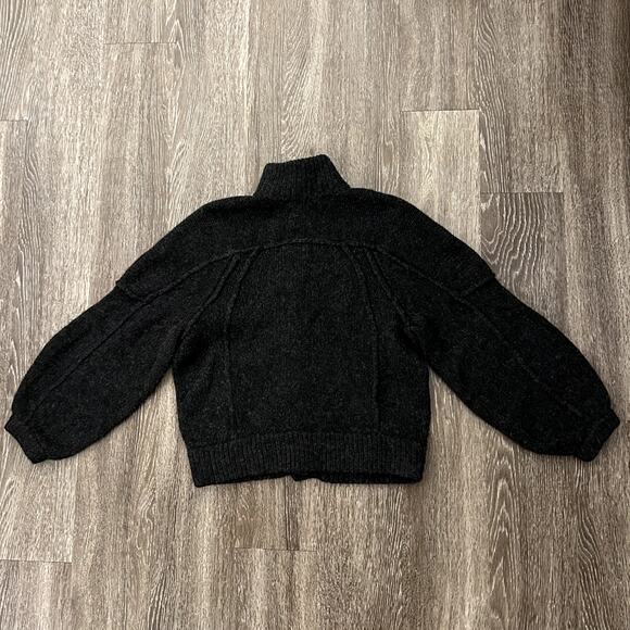 Tory Burch Jillian Wool Chunky Sweater Cardigan Charcoal Gray Sz XS Button Front - Picture 16 of 16